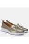 Large size women's filler genuine Leather shoes 41-42-43-44-gold - 2