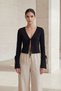 My Fashion V-Neck Linen Short Shirt with Tie Detail