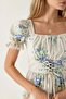Busem Floral Print a Ke Glittery , Mini Dress with Tie Detail - 5