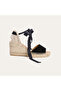 Women's Black Wedge Heeled Suede Leather Sandals - 3
