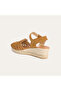 Women's Tan Color Wedge Heeled Suede Leather Sandals - 2