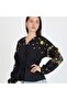 Floral Embroidered V-Neck Buttoned Linen Shirt with Tie Detail - 2