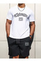 Unisex White-Black Chicago Printed Top and Bottom Shorts T-shirt Set