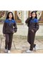 Girl's Denim Detailed Double Set with Scarf - S Brioche Knit Fabric Double Set for Holidays