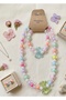 Children's Necklace Bracelet Set with Candy Bow Figure - 2