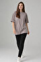 Women's Oversized Fit Round Neck Modal Basic T-Shirt T-Shirt Beige - 2