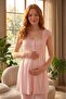 New Season Pink Straps Lace Detailed Special Design Summer 100% Cotton Maternity Pajama Set - 2