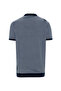 Men's Navy Blue Jacquard Polo Collar Short Sleeve Knit Sweater - 6