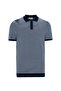 Men's Navy Blue Jacquard Polo Collar Short Sleeve Knit Sweater - 5