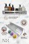 Stainless Steel Multi-Purpose Bathroom and Kitchen Shelf – 4 Hangers, Adhesive & Screw Installation