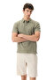 Men's Khaki Polo Collar Knitted Short Sleeve T-Shirt - 2