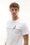 Men's White Embroidered Crew Neck T-Shirt - 4