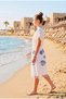 Evil Eye Beaded Embroidered V-Neck Beach Dress with Elastic Waist Bohemian Dress - 2