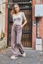 Women's Brioche Knit High Waist Stretchy and Drapey Knitwear Pantalon Mink - 2