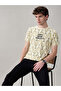 All Over Printed Round Neck Beige T-shirt - 6