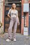 Women's Brioche Knit High Waist Stretchy and Drapey Knitwear Pantalon Mink - 3