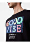 Printed Half Sleeves Regular Fit Black Tshirt - 4