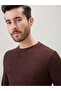 Textured Full Sleeve Regular Fit Dark Brown T-Shirt - 4