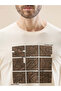 Rubberized Chest Print Regular Fit Beige T-shirt - 4