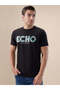 Chest Graphic Print Regular Fit Black T-shirt