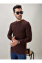 Textured Full Sleeve Regular Fit Dark Brown T-Shirt - 2