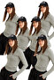 Women's 6-Piece Light Gray Finger Detailed Bodysuit