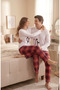 Set of Cotton Vectorial Heart Figured Lover Couple Pajamas - 4