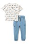 Boys 2 Pc Set “Safari Adventure” Henley Tee & Blue Cargo Jogger Set - 2