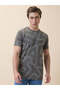 All Over Printed Round Neck Grey T-shirt