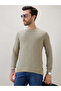 Textured Full Sleeve Regular Fit Pista Green T-Shirt