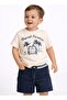 Boys 2 Pc Set “Tropical Wheels” Cotton Tee & Striped-Waistband Shorts Set - 8
