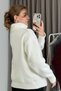 Women's Turtleneck Shoulder Detail Knitwear Sweater Ecru - 3