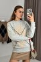 Women's Diamond Pattern Crew Neck Knitwear Sweater Gray