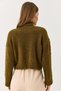 Women's turtleneck knit sweater with stone and pearl embellishments - green - 6