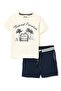 Boys 2 Pc Set “Tropical Wheels” Cotton Tee & Striped-Waistband Shorts Set - 2