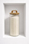 Borosilicate Glass Striped Round Jar with Acacia Lid 1550 ml