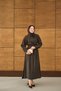 Women's Scarf Collar Detail Ribbed Modal Dress Brown