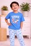 Boys “Summer” Shark Print Cotton Pajama Set – T-Shirt & Pajama Pants Nightwear - 2