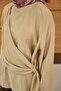 Women's Shawl Detail Side-Tie Blouse Mink - 6