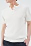 Textured Crew Neck White Knitwear T-Shirt