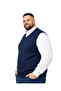Men's Large Size Melange Navy Blue V-Neck Sweater 3Xl-4Xl-5Xl-6Xl - 2