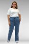 59024 Large Size Jeans with Stone Detail on the Hem - Light Blue - 5