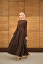 Women's Ruched Detail Sandy Poplin Dress Brown - 4