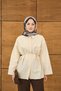Women's Lace Detail Waist Tie-Detail Shirt Cream - 4