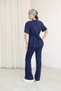 Women's Navy Blue Modal Fabric Waist Tie-Detail Two-Piece Set - 2