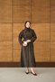 Women's Scarf Collar Detail Ribbed Modal Dress Brown - 3