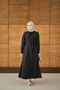 Women's Scarf Collar Detail Ribbed Modal Dress Black - 4