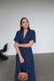 V-Neck Short Sleeve Denim Dress - 2