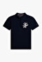 تي شيرت للأولاد من Th Boy Script Interlock Zip باللون الأزرق الداكن وياقة بولو - 3