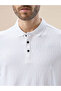 White Textured Vertical Stripe Regular Fit Polo T-shirt - 4